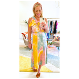 Tie Dye Knit One Shoulder Bow Top & Matching Skirt SET