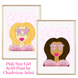 Pink Star Girl 8x10 Print by Charleston Artist
