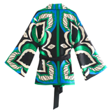 Black Green & Blue Pucc Electrico Kimono Top + Shorts & Pant Set