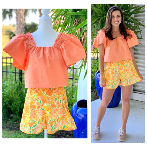 Sherbs the Word Vintage Floral Flared Leg Shorts