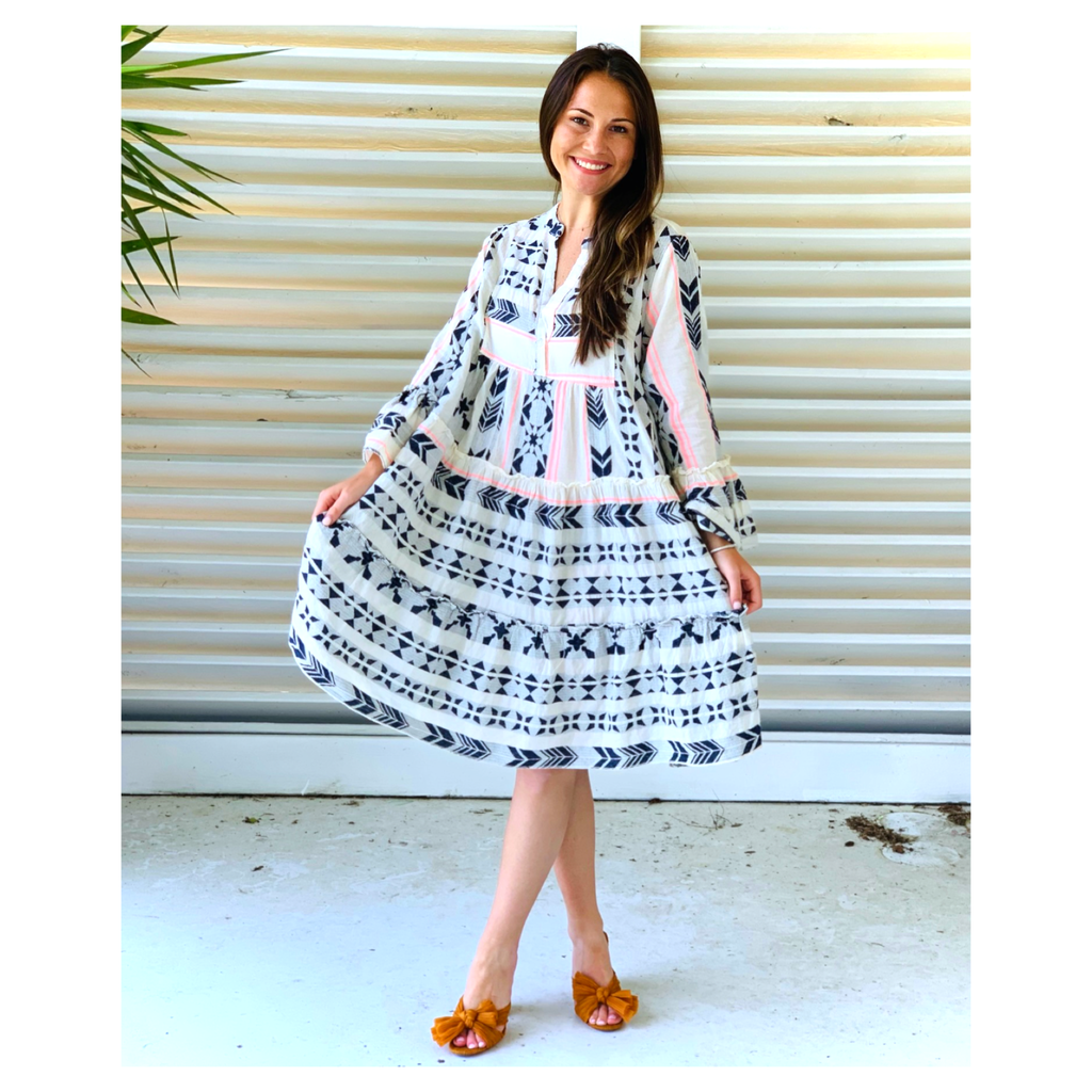Neon Pink & Black Combo Tori Dress - James Ascher Neon Pink & Black Combo Tori Dress - James Ascher