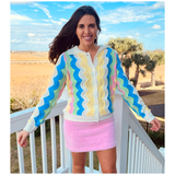 FRNCH Scalloped Pastel Rainbow Sanoa Cardigan