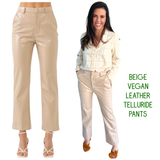Beige Vegan Leather Telluride Pants