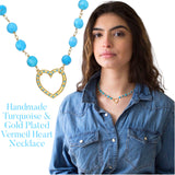 Handmade Turquoise & Gold Plated Vermeil Heart Necklace