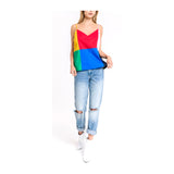 Red Blue Yellow Pink Navy & Green Poplin Cami with V Cut Back