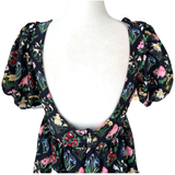 Black Floral Puff Sleeve Nita Dress