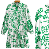 Green Floral Ruffle Hem Montecito Dress