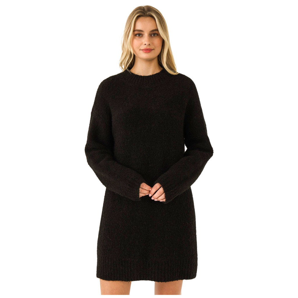 Black Taupe Cream or Grey Fuzzy Soft Wool Blend Damien Sweater Dress - James Ascher Black Taupe Cream or Grey Fuzzy Soft Wool Blend Damien Sweater Dress - James Ascher