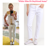 Optic White High Waisted Slim Boyfriend Style Jeans