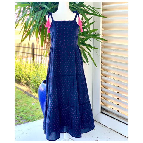 St. Barths Navy & Pink Swiss Dot Dress