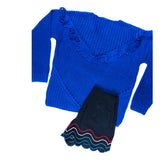 Cobalt Blue Fringe Knit Sweater