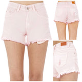 Baby Pink OR WHITE High Waisted Distressed Denim Shorts