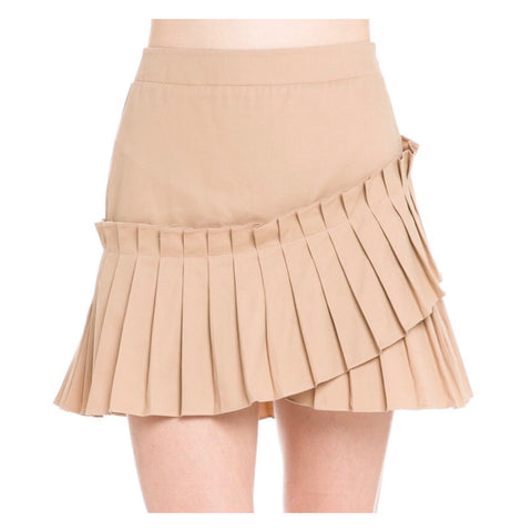 Tan Accordion Pleated Skirt