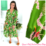 Green & Pink Orchid Carina Dress