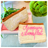 Marrakech Handmade Palm Leaf Oversized Clutch in Tequila or Champagne S’il Vous Plait