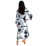 Black & Ivory Dolman Sleeve Ixtapa Dress with Optional Belt