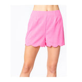 Bubblegum Pink Scalloped Hem Shorts
