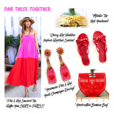 Pink & Red Smocked Top Ruffle Hem SKIRT OR DRESS