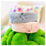 Pink OR Blue & White Stripe Top Knot Headbands