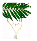 Turquoise & Gold Beaded Talon Stone Necklace