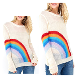 Rainbow Natural Summer Knit Tunic Sweater