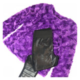 Imperial Purple Lightweight Faux Fur Jacket with a Funky COOL Wave Weave Design