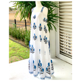 Milos Blue Block Print Maxi Dress