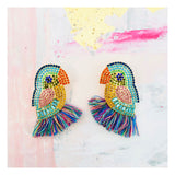 Multicolor Gemstone Parrot Fringe Earrings