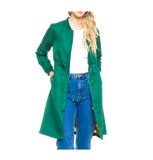 Emerald Green A-Line Bomber Jacket with Orange Contrast Lining