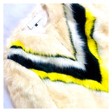 Cream Black Yellow Faux Fur Jacket