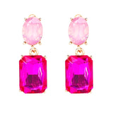 Pink Contrast Gemstone Drop Earrings