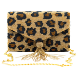 Gold & Silver Neutrals & Leopard Tassel Hand Beaded Bags