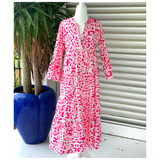 Pink & White Spotted Ruffle Hem Midi Dress
