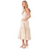 Ruffled Buffalo Check Cotton Piper Dress with Pockets