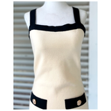 Ivory & Black Wool Blend Knit Patricia Dress