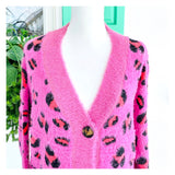 Hot Pink & Neon Orange Fuzzy Leopard Cardigan