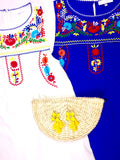 Royal Blue Sleeveless Dress with Embroidered Yoke & Pockets