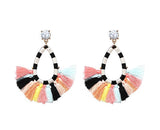 Teardrop Fringe Earrings, Multicolor