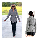 Black & Ivory Abstract Jacket with Tie Waist