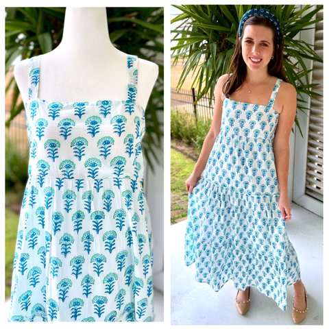 St Tropez Block Print Maxi Dress