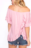 Hot Pink, White, Black OR Light Pink Ruffle Sleeve Top with Flyaway Back
