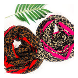 Red or Pink Leopard Print Scarf OR Wrap