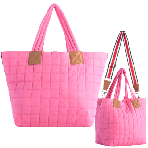 Pink Nylon Ezra Bag with Detachable Strap