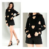 Black & Taupe Heart Knit Sweater