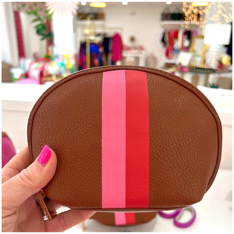 Pink Vegan Suede or Brown Vegan Leather Pouch Clutch