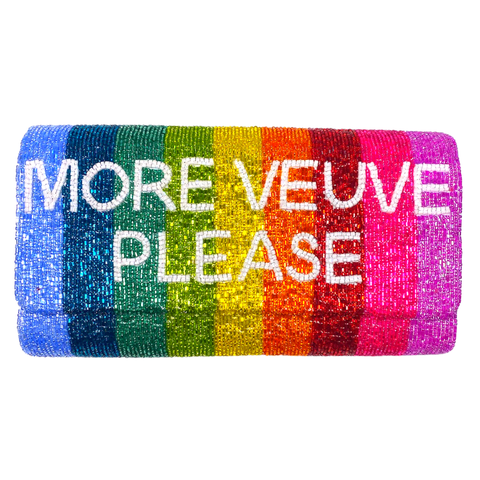 Hand Beaded Metallic Rainbow Veuve Bag with Optional Shoulder Chain