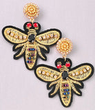 Black & Metallic Gold Bug Drop Earrings