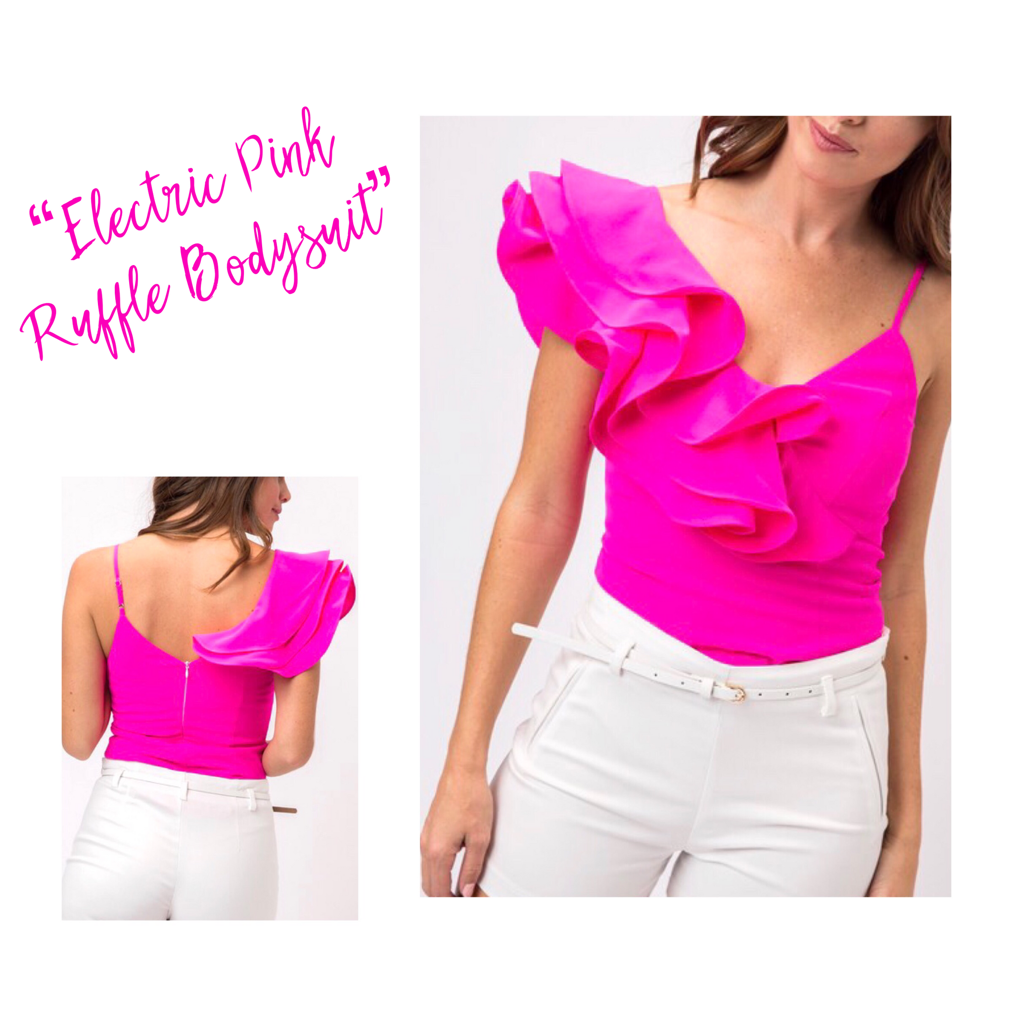 Electric Pink Ruffle Bodysuit - James Ascher