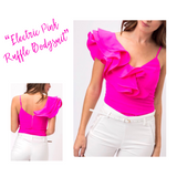 Electric Pink Ruffle Bodysuit