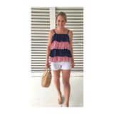 Red Stripe & Navy Dots Tiered Cami